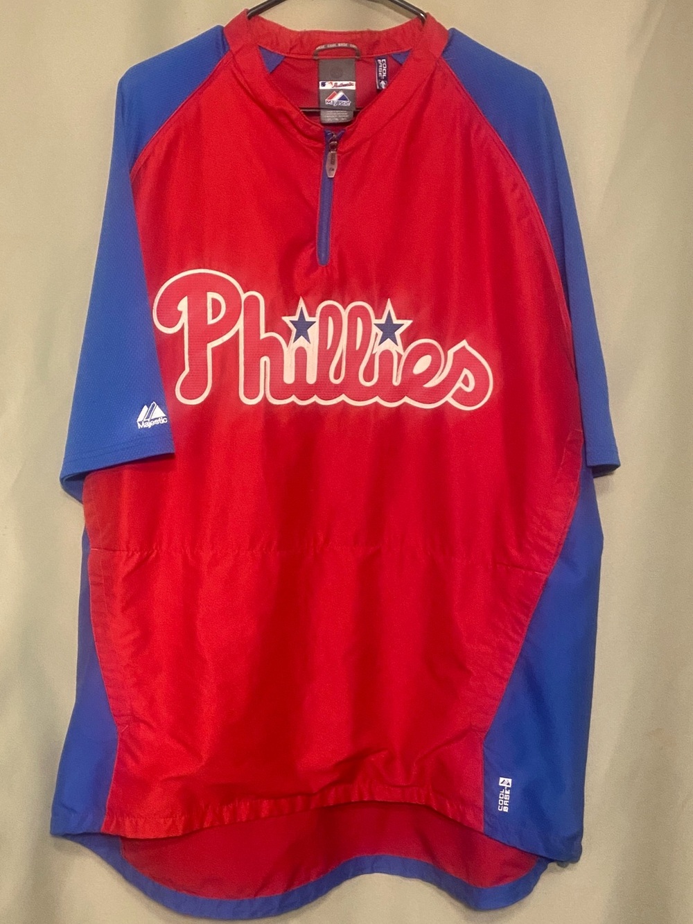 Philadelphia Phillies MLB  Majestic Cool Base Pullover Windbreaker 1/4 zip 2XL